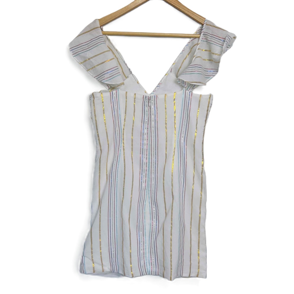 Tularosa Brittany‎ Dress in Marshmallow Ruched Ruffle Mini Cotton Size Medium - Picture 3 of 13